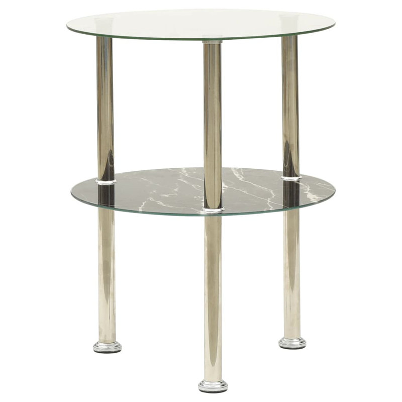 Talmage Glass End Table with Storage, Transparent/Marble