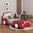 Twin Race Car-Shaped Platform Bed With Wheels-2049351593