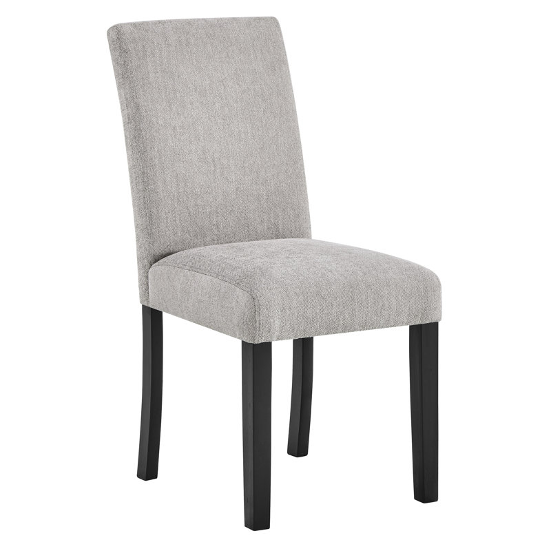 5 pièces: table rectangulaire, chaises rembourrées grises, pieds en bois, style contemporain: noir et gris, chaises avec pieds