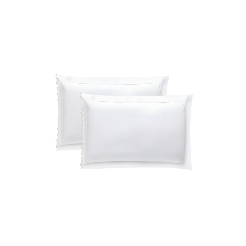 400TC Small Scallop Embroidery Cotton Pillowcases (Set Of 2), White/Taupe