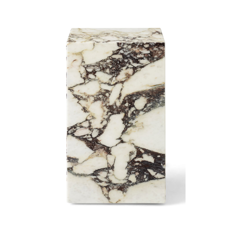 Plinth Marble End Table, Calacatta Viola, 20.1" H x 11.8" W x 11.8" D