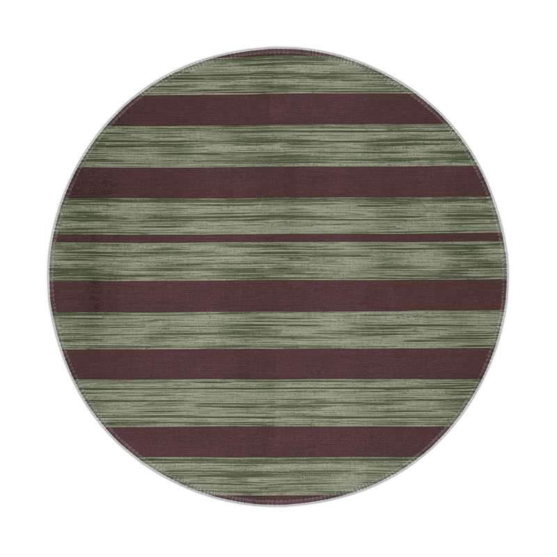 Tapis intérieur / extérieur noir HorizontalStripes, Rond 5 pi