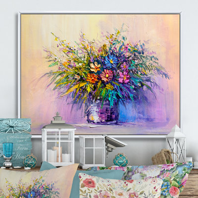 Nature morte pleine été Bouquet d'été III - reproduction de cadre flottant sur toile