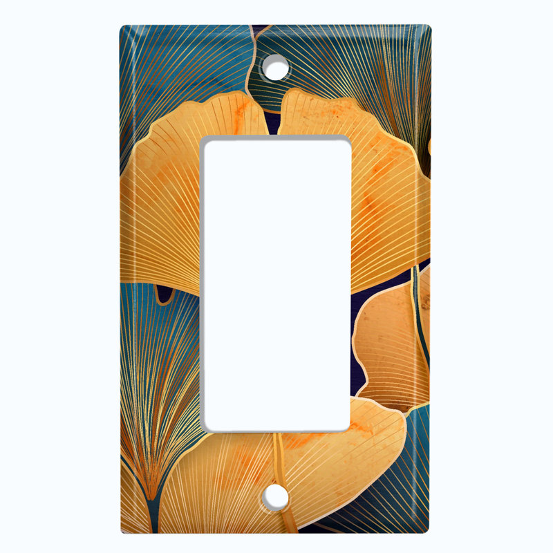 Flower Orange Blue Paint Print 1 - Gang Toggle Light Switch Standard Wall Plate