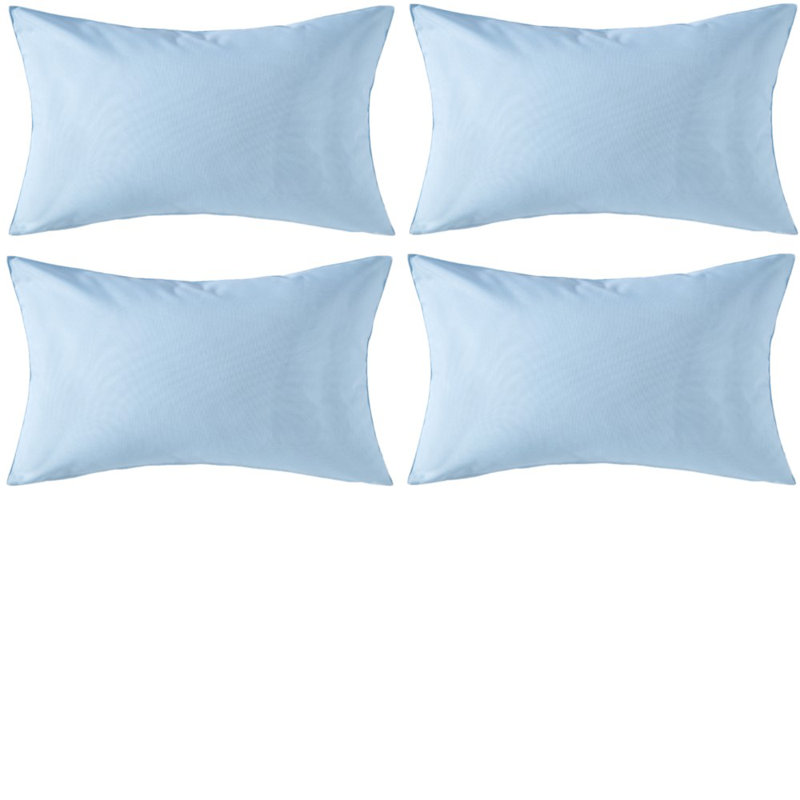 Ensemble de 4 housses de coussin imperméables pour l'extérieur, 14 po x 22 po, Bleu clair, Rectangulaire