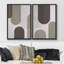 «Mid Century Modern Boho Grey», pastel, motif géométrique abstrait, formes bohémiennes sur toile, reproduction de 2 pièces-92285041-92285042