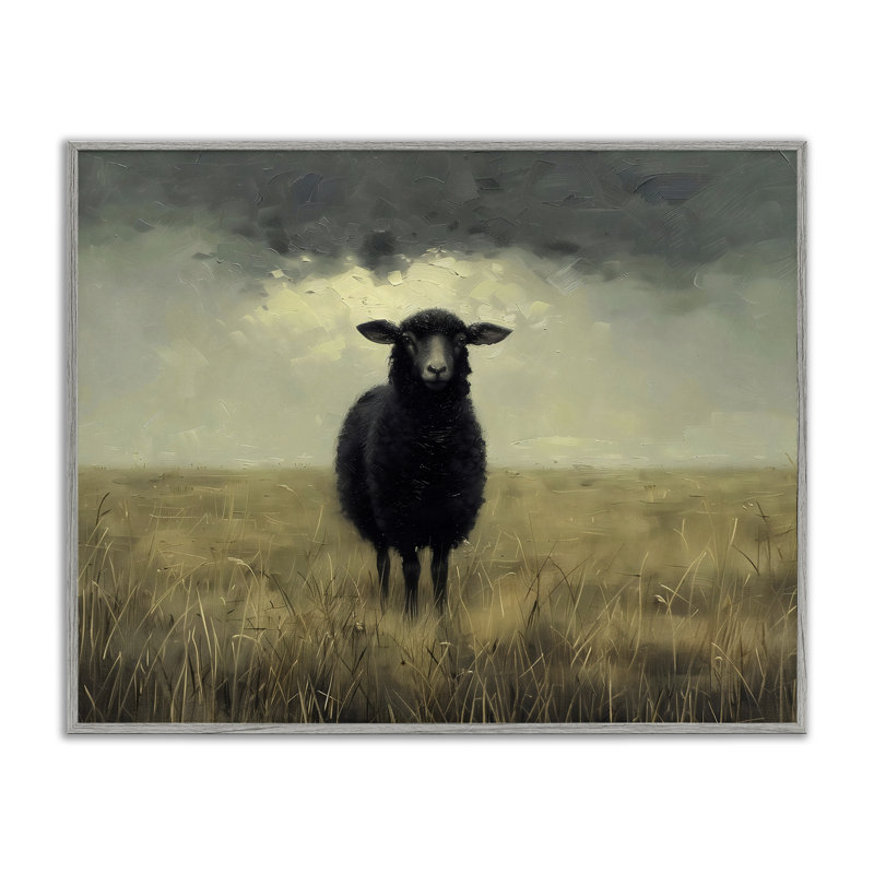 «Black Sheep in Field», estampe numérique, conception par Arlington Prints, Estampe numérique Farmhouse, H 24 po x l 30 po