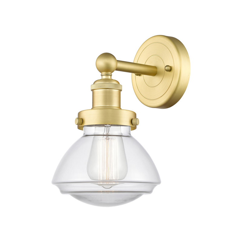 Almarosa Steel Armed Sconce, Satin Gold, Clear