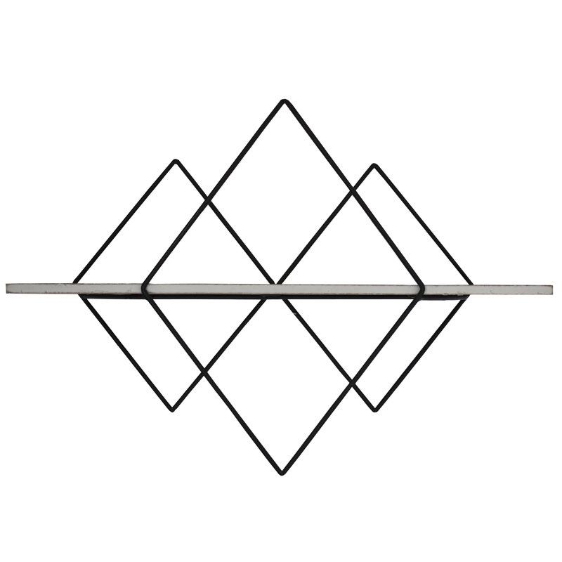 Mengiste Geometric Floating Wall Mount Shelf, Geometric Floating Modern Shelf For Wall Décor