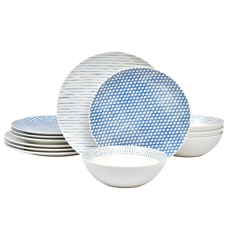 Service de table 12 pièces Noritake Hammock - Coupe, service pour 4, Bleu