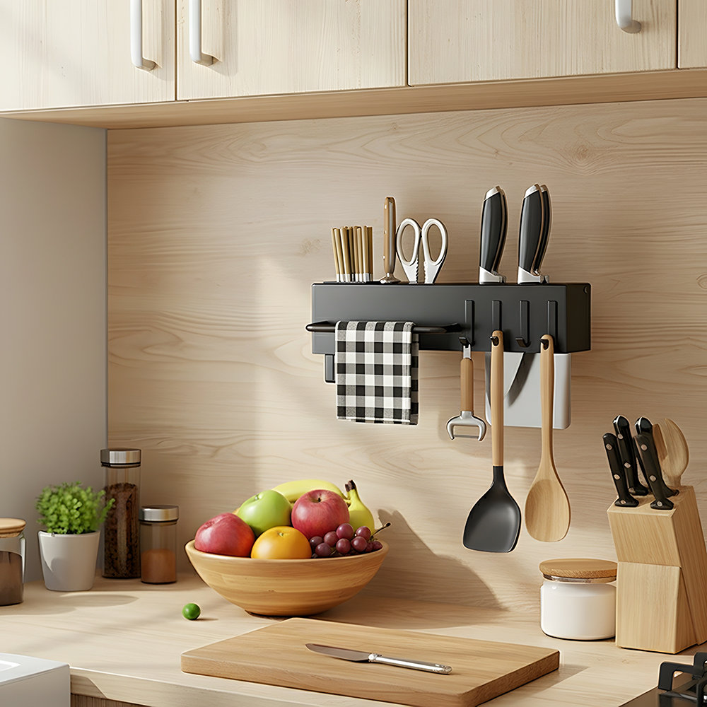Wall-Mounted Multi-functional Kitchen Utensil Storage Rack