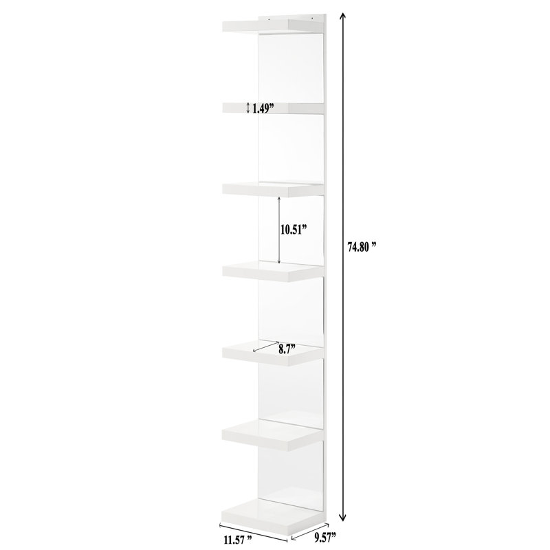 Étagère décorative chic avec dossier en miroir - 7 tablettes et bureau de travail en verre