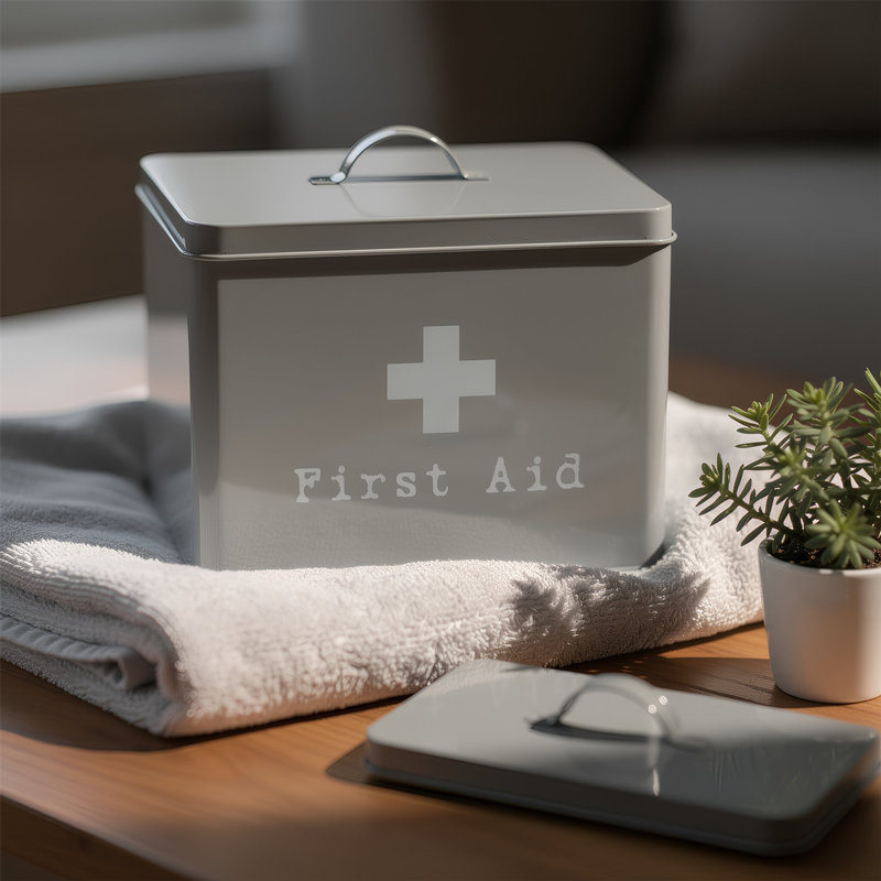 Harbour Housewares Vintage Metal First Aid Box, Black