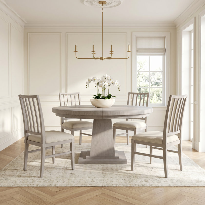 5 - Piece Solid Wood Dining Set, Gray