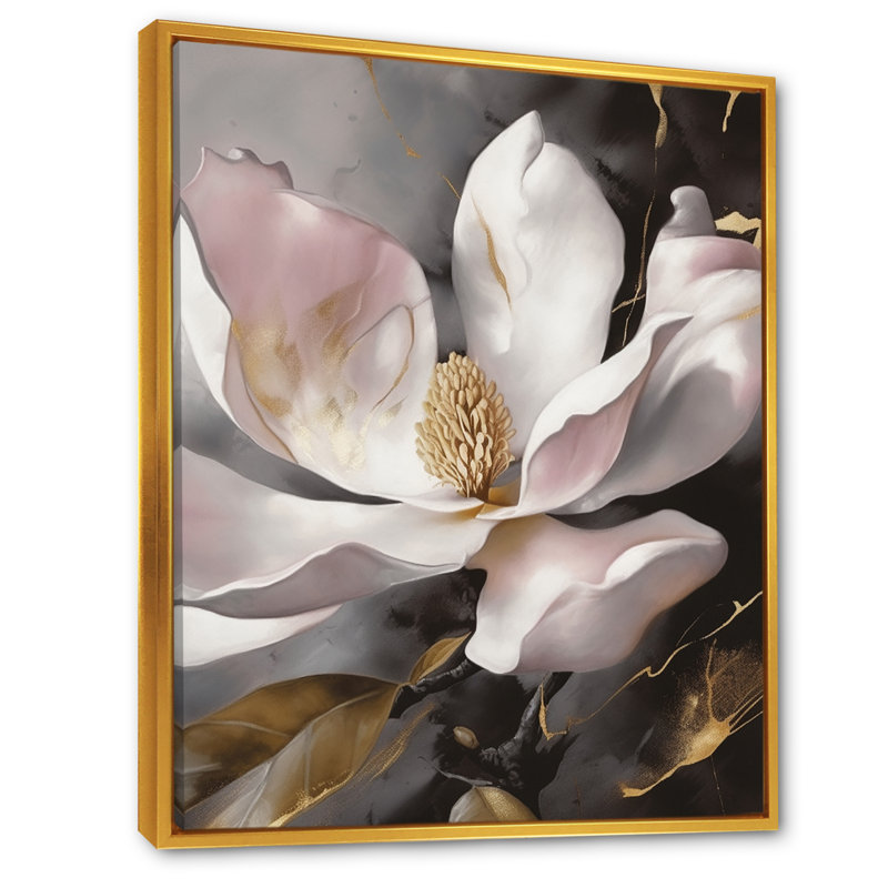 Rose magnifique Magnolias II - impression, H 32 po x l 24 po x P 1 po, Cadre flottant doré