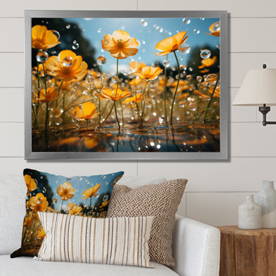 Peach Buttercups Field Vibrant II - Floral Canvas Wall Art
