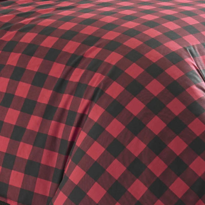 King Red and Black Cotton Plaid Duvet Cover Set