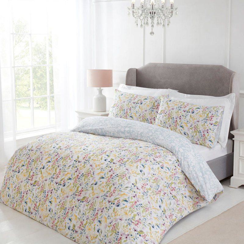 Spring Flowers Reversible Printed Duvet Set   , Super King