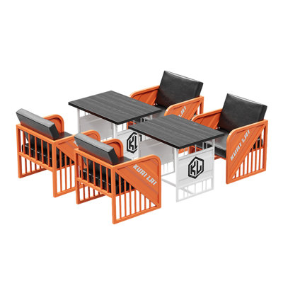 Industrial Card Seat Sofa Table And Chair Set Rectangular 31.5'' L x 23.62'' W Dining Set