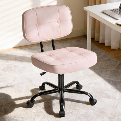 Chaise de bureau sans accoudoirs, petite chaise de bureau réglable en cuir de polyuréthane, chaise de travail ergonomique avec roulettes pivotantes à 360 °
