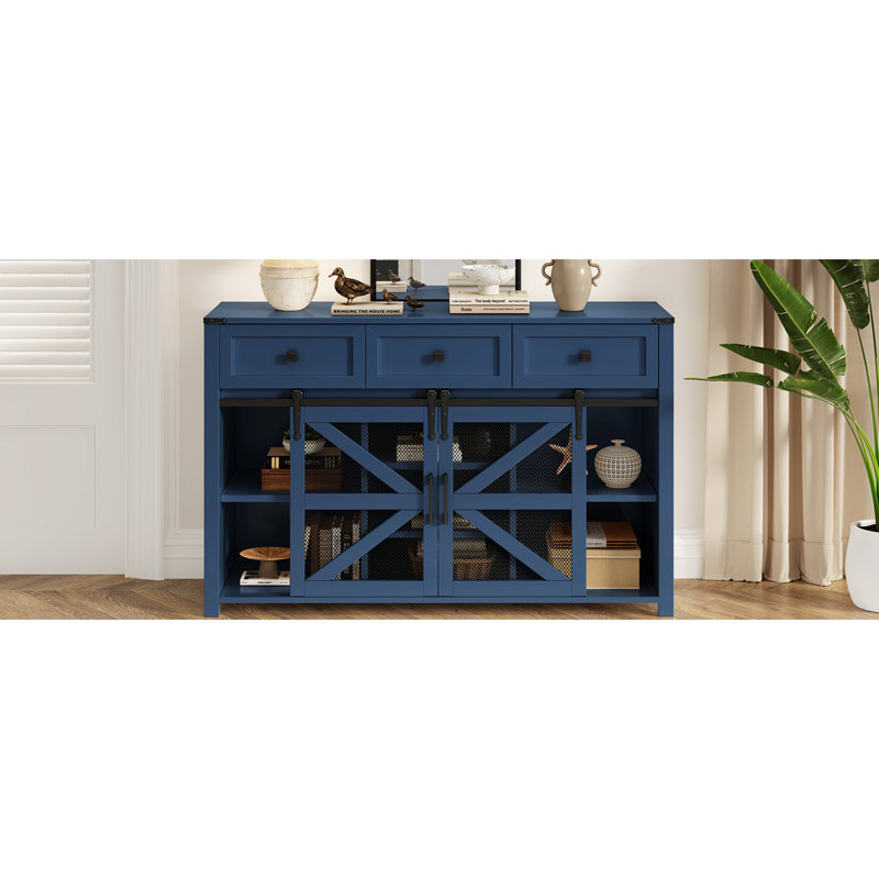 Industrial Sideboards & Buffets With Adjustable Storage, Navy Blue, Modern Home Décor