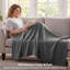 Couverture pour lit simple TG tissée à chevrons texturée, literie 100% coton douce pour les adolescentes, couverture d'été légère pour dortoir universitaire, gris foncé, 200 g / m²-105504827-124909477