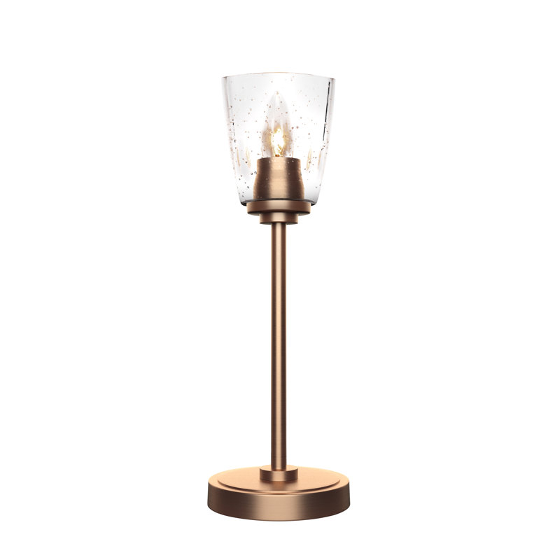 Lampe d'appoint Whitmire illustrée avec un verre carré de 4,5 po, Clair, Laiton New Age