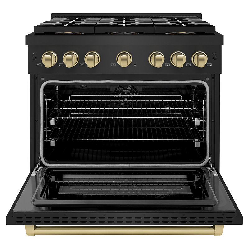 ZLINE Autograph 36" Paramount Dual Fuel Range w/ 6 Burners & Champagne Bronze Accents (SDRZ-36-CB), 5.2 cu ft, 6 burners