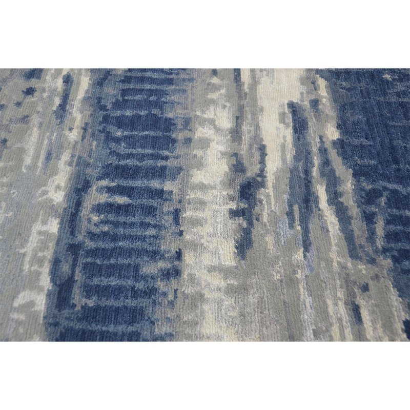 Handmade Linen and Silk Abstract Area Rug, Rectangle 8' x 10'