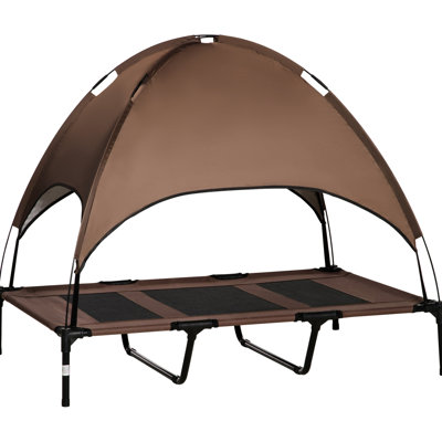 Lit surélevé pour chien avec auvent pour activités de plein air - Grand lit pour animal de compagnie de 48 po, filet de protection respirant, portatif, lit de camp inclus, orienté au format XXL, protection, respirant, chiens