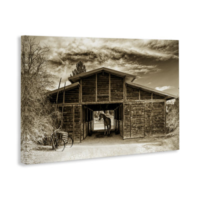 Horse Waiting To Ride Canvas Wall Art, design by Jerry Cowart