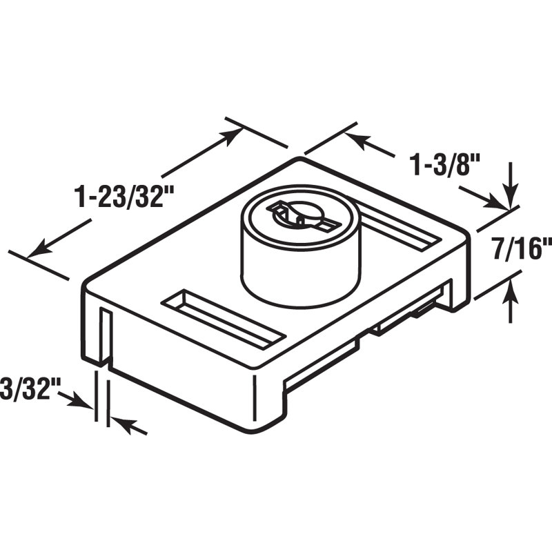 1-23/32 In. White, Keyed Sliding Window Lock