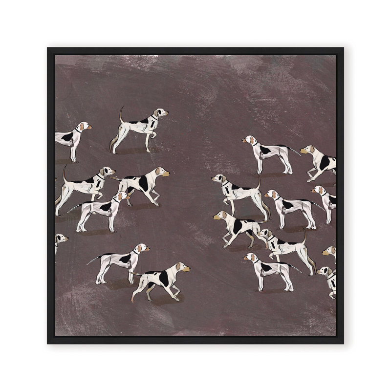 Nature Inspired Modern Ensemble: Sleek Hound Soirée, 36" H x 36" W, Framed Matted Print, Gold