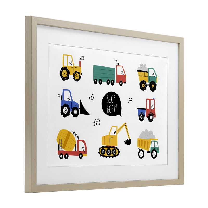 Beep Construction Engins, reproduction encadrée sous verre, design by Creative Studio, H 17 po x l 23 po