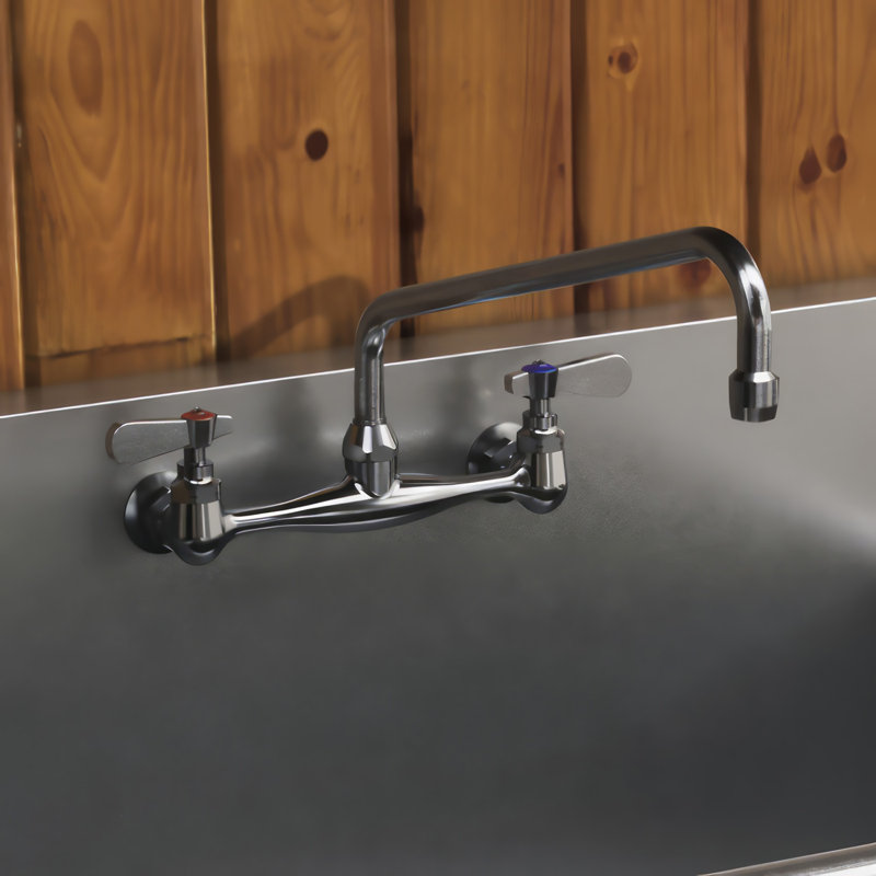 Whitehaus 12" Solid brass wall mount utility faucet with extended swivel spout and lever handles