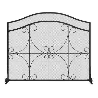 1 Panel Open Iron Fireplace Screen