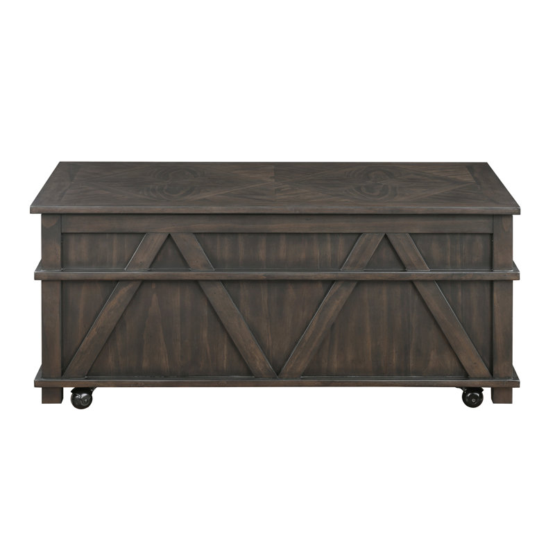 Table de cocktail à plateau relevable traditionnel avec rangement