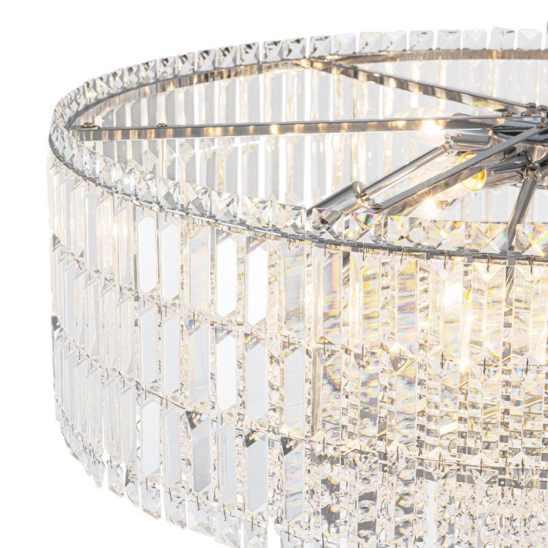12-Light Round Chandelier with Sparkling Crystal Accents