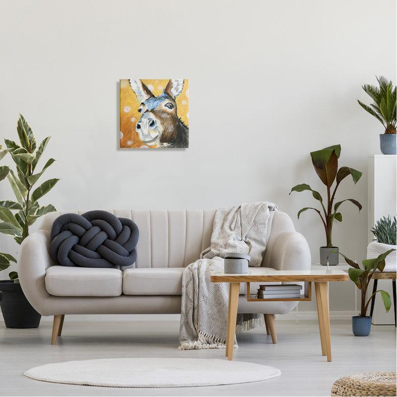 «Sourire d'âne souriant», art décontracté sur toile tendue par Jennifer Redstreake, H 17 po x l 17 po x P 1,5 po