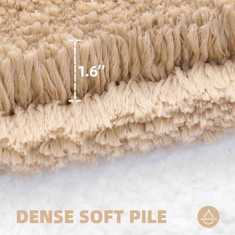Non-Slip Bath Rug, 32" L x 20" W, Light Brown