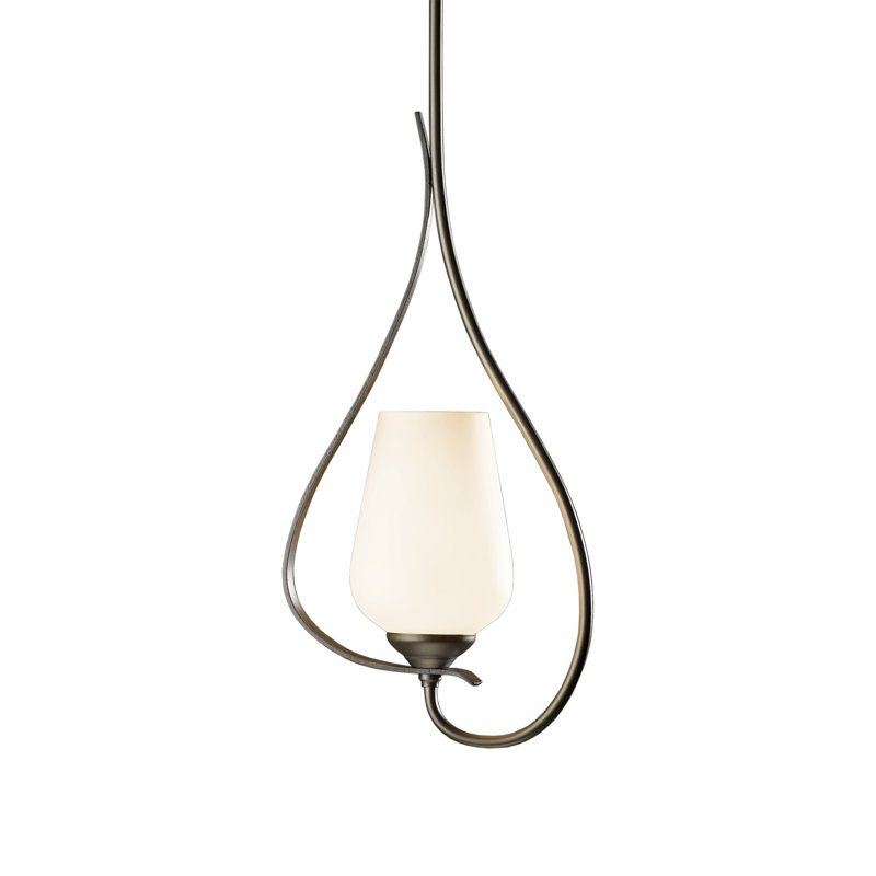 Flora 1 - Light Single Geometric Pendant, Opal Glass, Dark Smoke