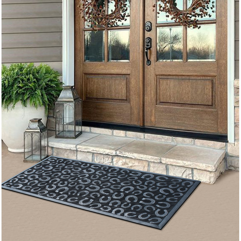 Jamielynn Horseshoe Design Rubber Pin Welcome Door Mats 30"x60" for Door Entrance