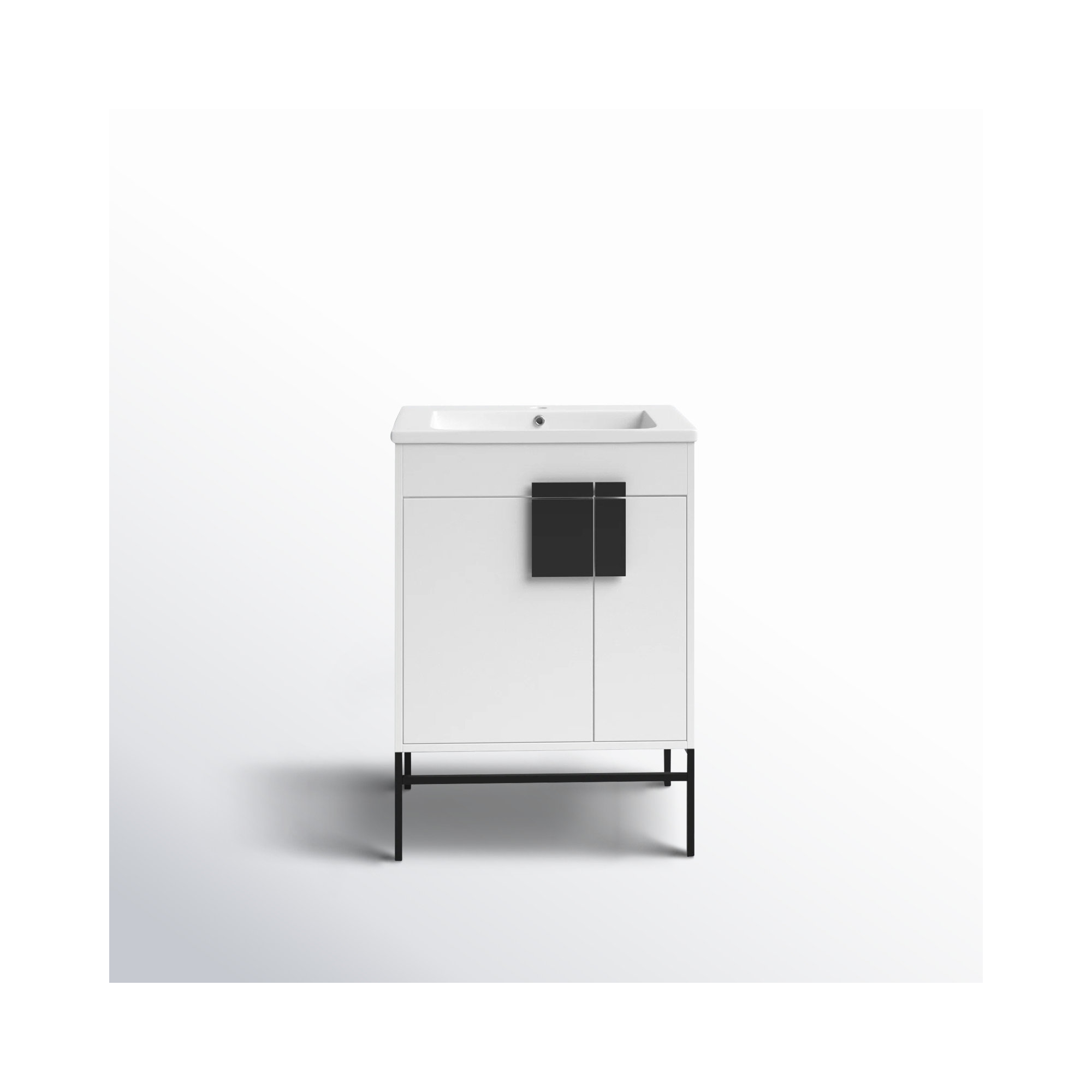 Maisie 24'' Single Bathroom Vanity, White, Black Matte