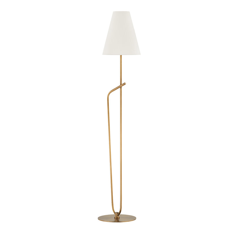 Pearce 64" Patina Brass Floor Lamp with Off-White Shade