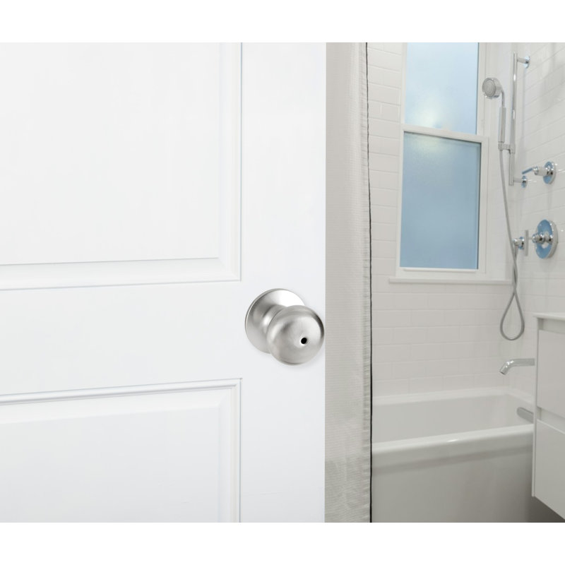 Saxon Satin Nickel Flat Ball Privacy Door Knob Set