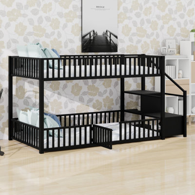 Bunk Bed with Storage Stair, Space Saving Bedroom Furniture