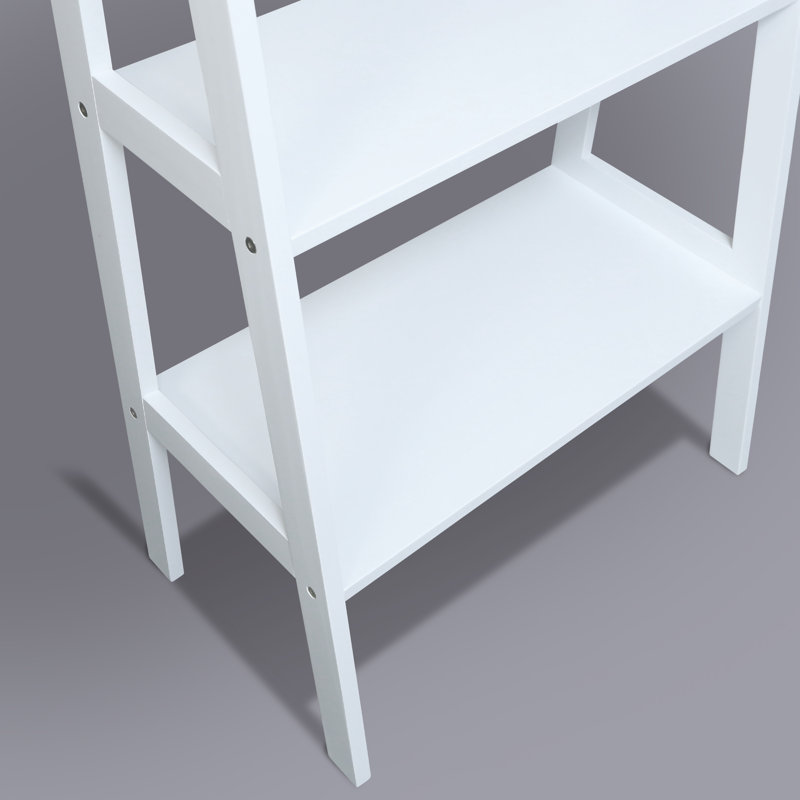4-shelf Ladder Bookcase, Warm, White