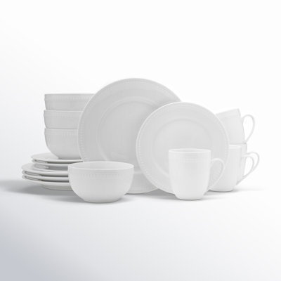 Max Beaded 16-Piece Porcelain Dinnerware Set, Service for 4