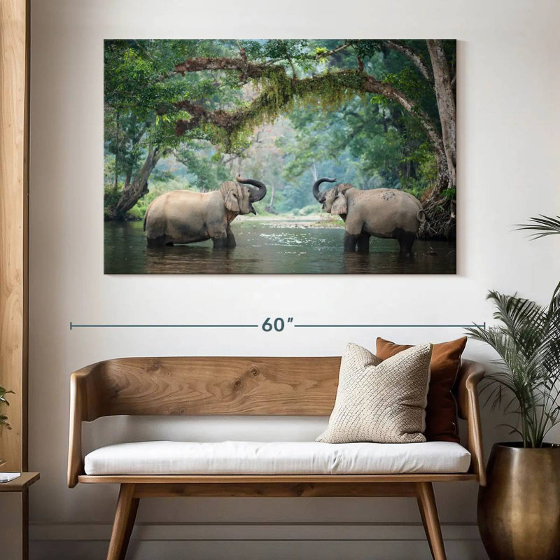 Brampt Bathing Elephants, 34" H x 51" W