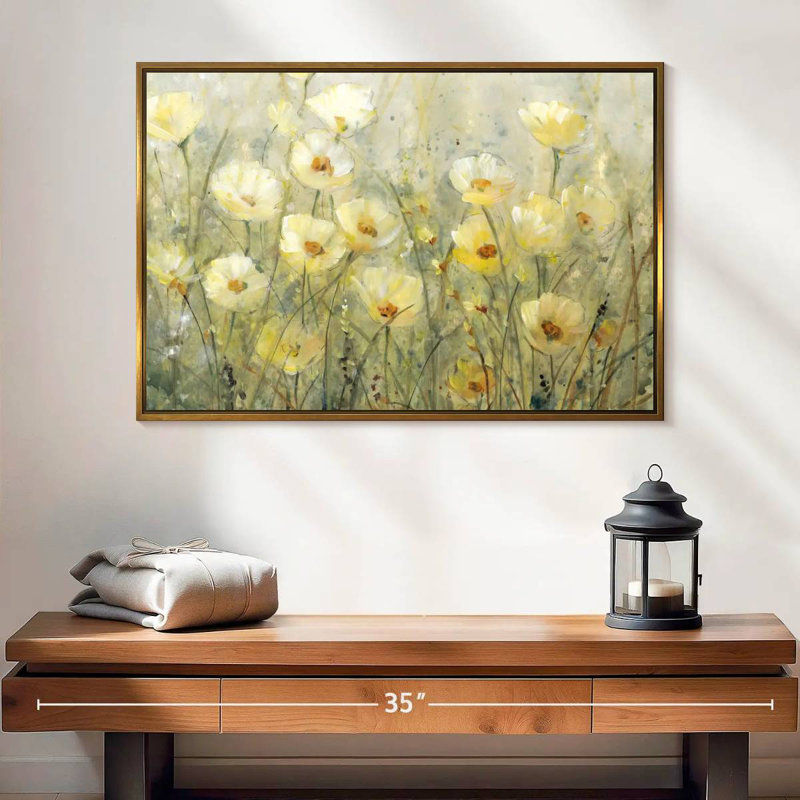 Été en fleurs I, 25 po x 17 po, Cadre flottant doré